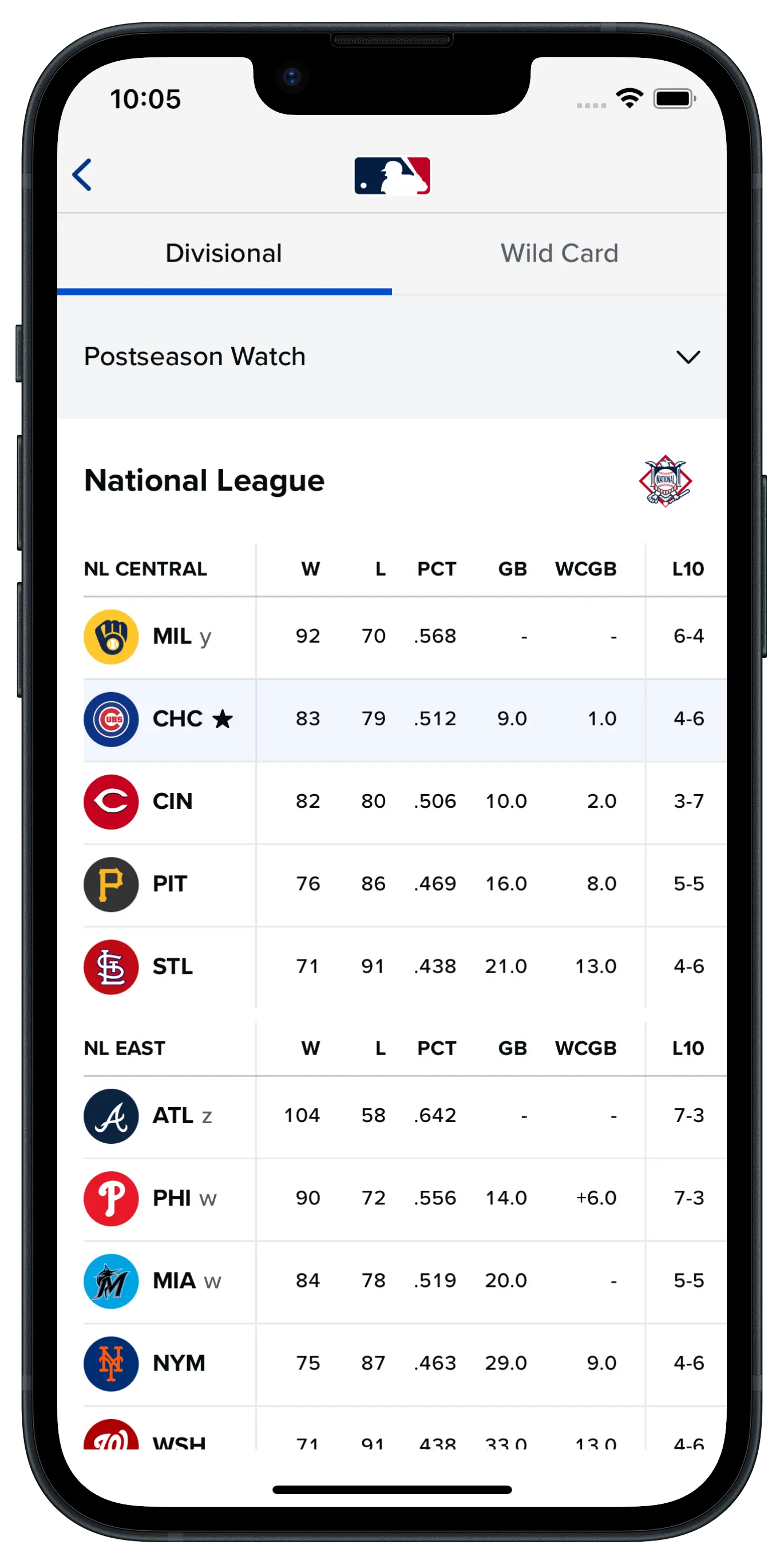 MLB mobile app first screenshot